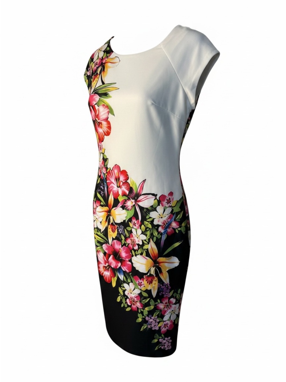 Beige by eci White Floral Midi Dress